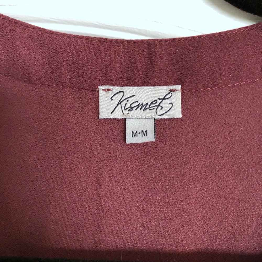 Burgundy Full Sleeve Blouse with Button Detail - Picture 2 of 5